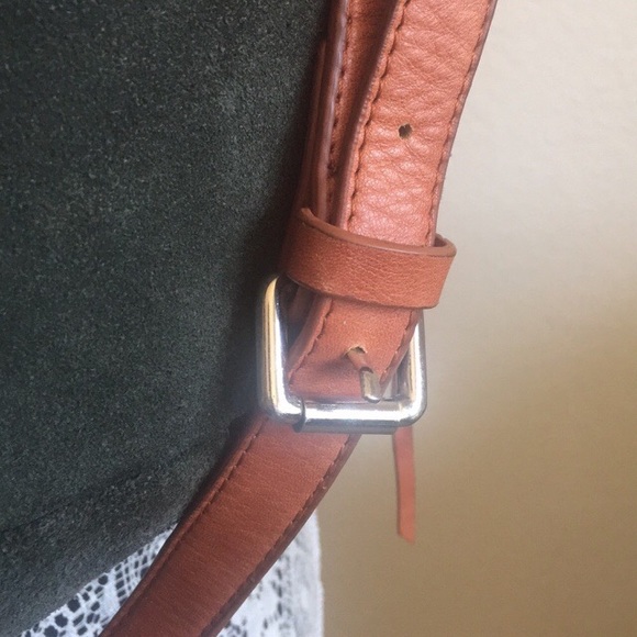 Suede hobo bag Army green Suede hobo bag crossbody grommet purse - Picture 3 of 8